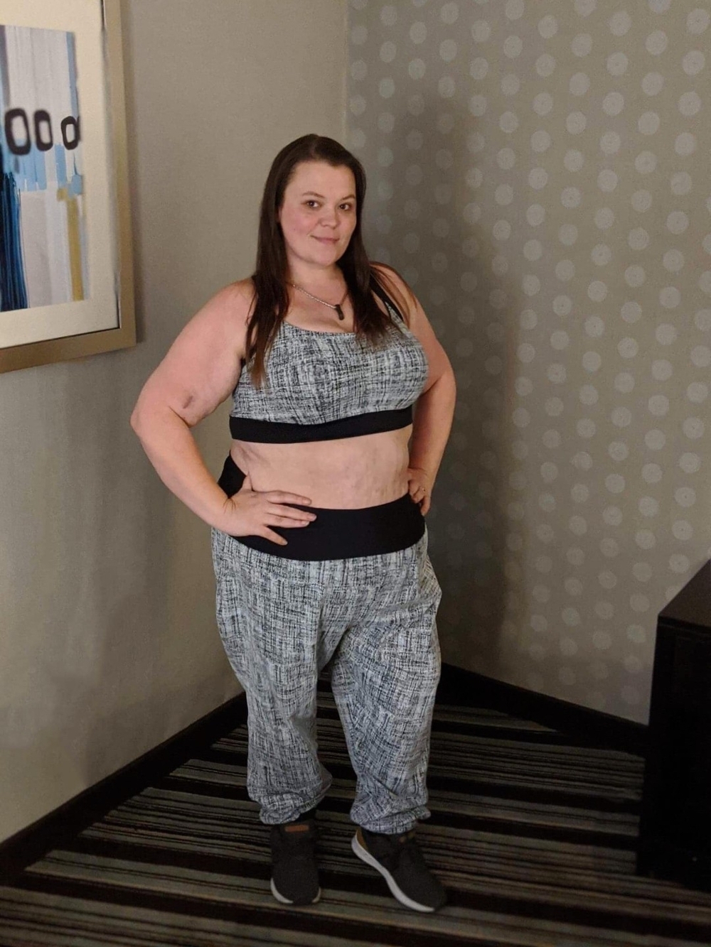 Women’s Two-Piece Lounge Set - Black & White Print